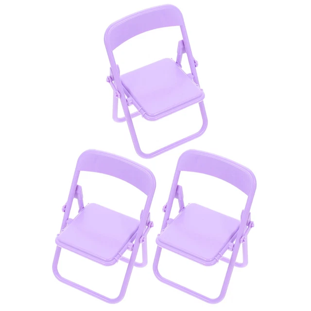 3 Pcs Dollhouse Chair Mini Model Chair Dollhouse Folding Chair Bracket Props