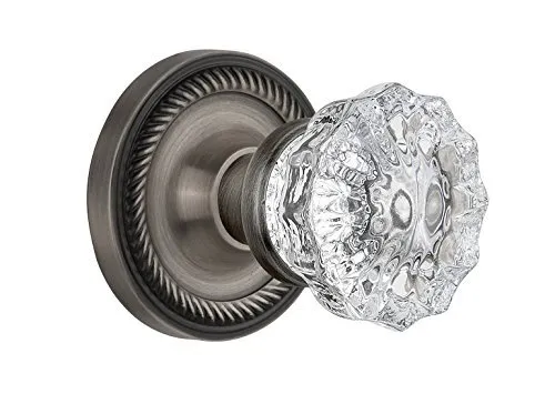 704659 Rope Rosette with Crystal Glass Knob, SINGLE DUMMY, Antique Pewter