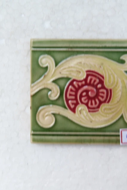 Japan Made Majolica Vintage Ceramic Porcelain Border Flower Design Tile Nh4335 2