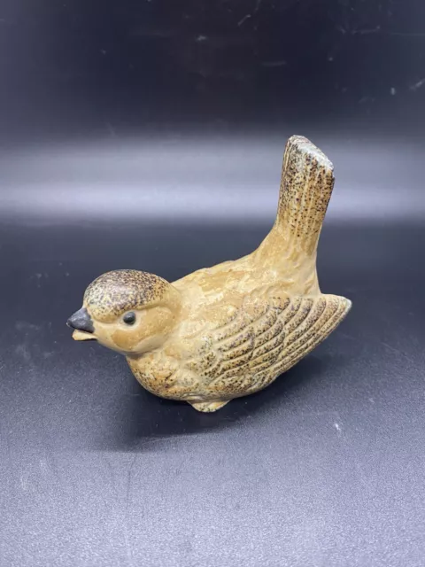 Vintage Porcelain Ceramic Sparrow Bird Figurine Hand Painted Brown Black Speckle
