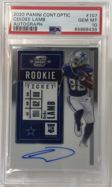 2020 Panini Contenders Optic RPS CEEDEE LAMB Rookie Ticket Auto RC PSA 10