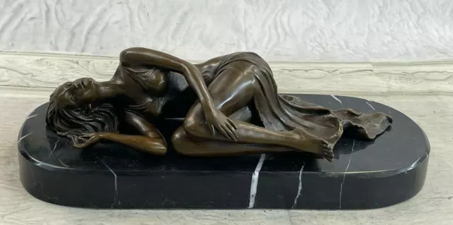 Art Deco Sculpture Nude Girl Woman Breast Bronze Statue Figurine Figure Hot Cast