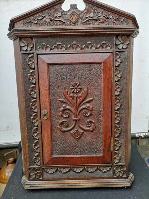 Victorian Carved Oak Corner Cupboard