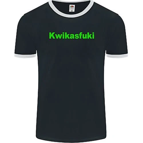 Kwikasfuki Superbike Funny Biker Motorcycle Mens Ringer T-Shirt FotL
