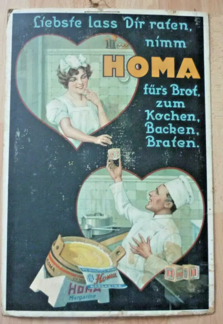 Original Homa Magarine Werbeschild, ca. 1920 Pappe                    (Art.5140)