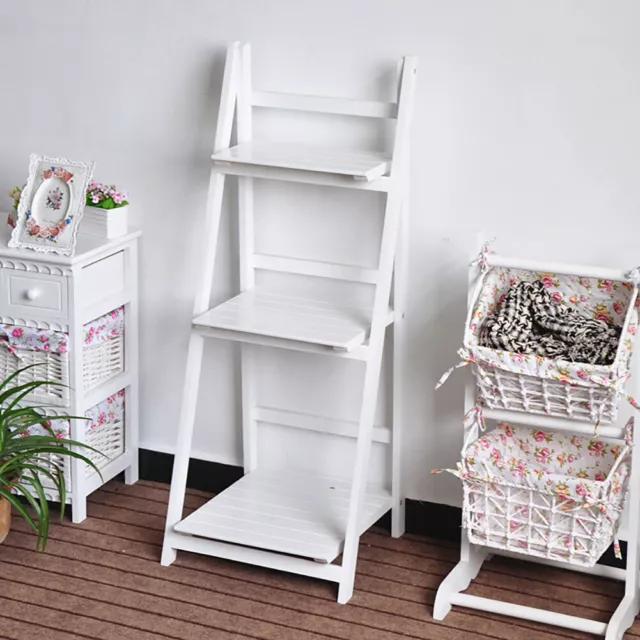 Large Wooden Ladder Shelf Bookcase Wooden Storage Shelves Display Shelving Unit