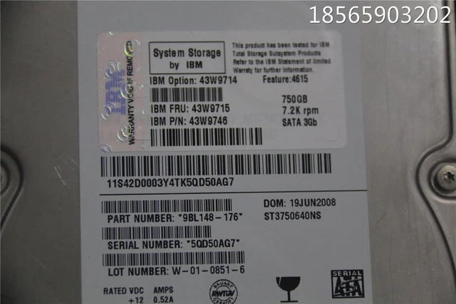 IBM 43W9714 43W9715 43W9746 ST3750640NS 9BL148-176 - 750GB 7200RPM sata hdd