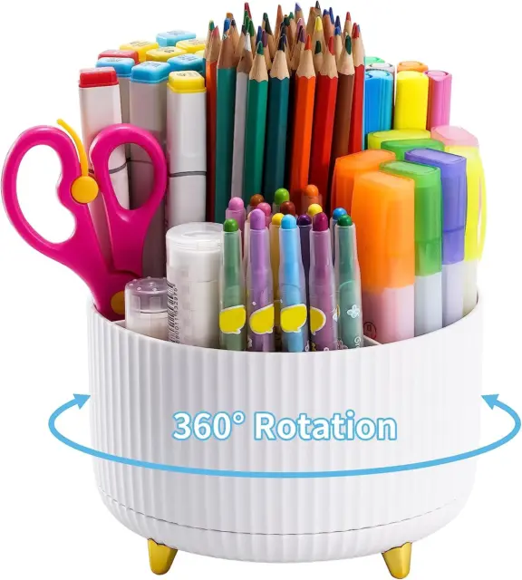 Desk Organizer, 360-Degree Rotating Pen Holder for Desk, Desk Organizers and Acc