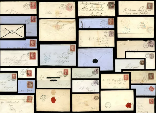 GB QV YORK + YORKSHIRE COVERS + POSTAL HISTORY POSTMARKS DUPLEX + PENNY REDS etc