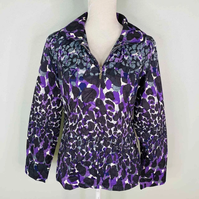Zenergy Chico's Pixie Dot Jacket 0 Small 4/6 Pockets Black White Purple