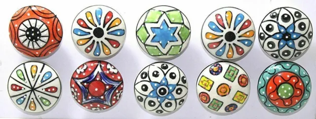 Hand Painted Dotted Ceramic Knob Drawer Cupboard Knobs Cabinet Pulls