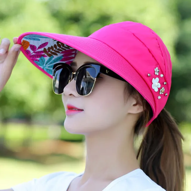 Women Summer Visor Hat Sun Wide Brim Cap Beach  Uv Straw Protection Ladies Cover