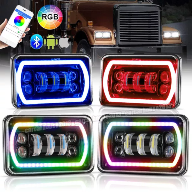 4x6 LED Headlight Assembly With Halo DRL - Hi/Lo Beam For Chevrolet Monte Carlo 1980-1988