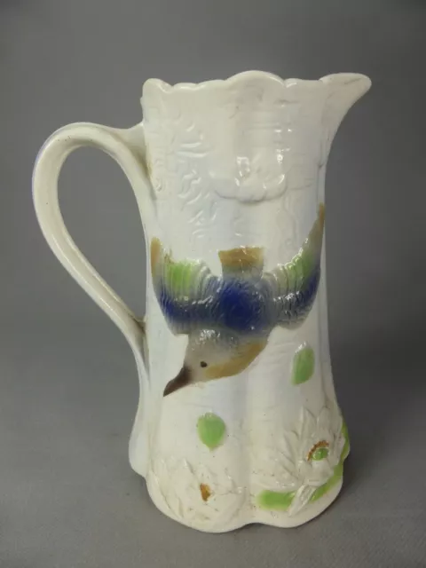 Beau Pichet Oiseau Hirondelle Cruche Ceramique Barbotine Jug Bird Ceramic 970