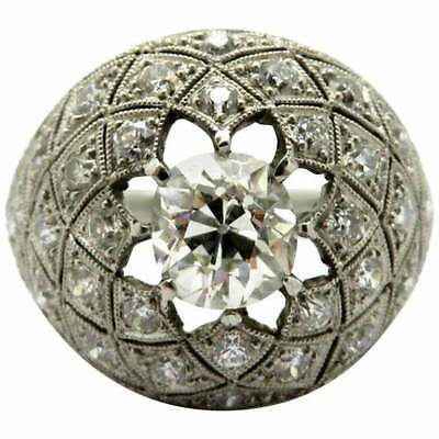 2.59 Ct Round Cut Lab-Created Diamond Ornate Flower Style Openwork Vintage Rings