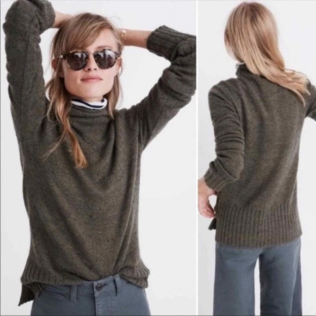Madewell Olive Green Donegal Inland Turtleneck Textured Sweater Size Small