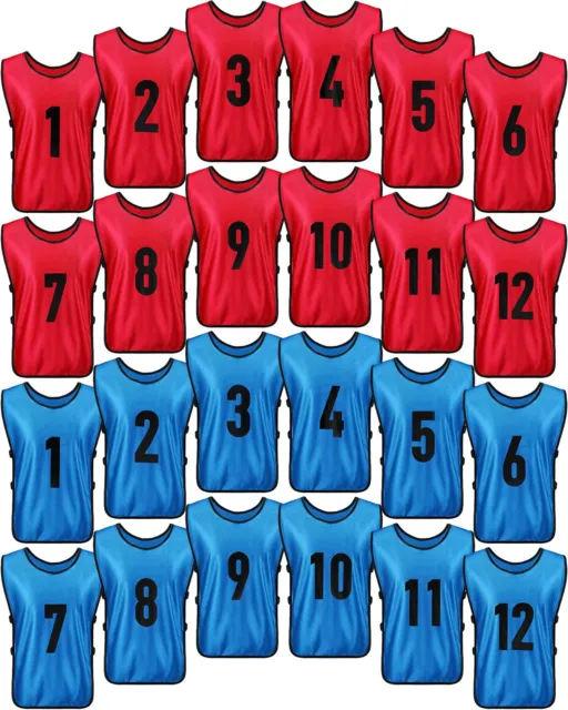 24 Pcs Soccer Scrimmage Practice Vests Reversible Numbered Soccer Team Pennies w