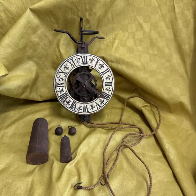 Eisenuhr Waagbalkenuhr Spindelhemmung Antik Vintage Wanduhr Schmiedeeisen Uhr