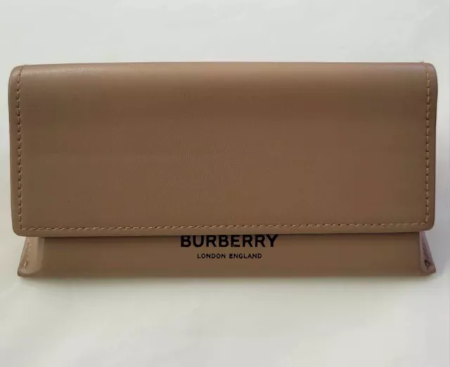Burberry Large Leather Sunglasses Case Tan With Embossed Logo