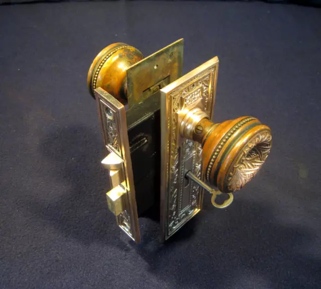 Incredible Corbin Fine Passage Mortise Door Lock Set 1880's - Romanesque