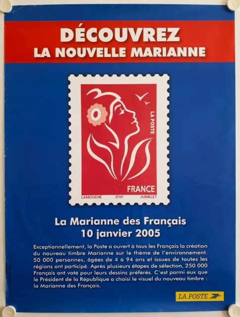 Affiche Timbre LA POSTE 2005 LA MARIANNE DES FRANCAIS - 60x80 cm