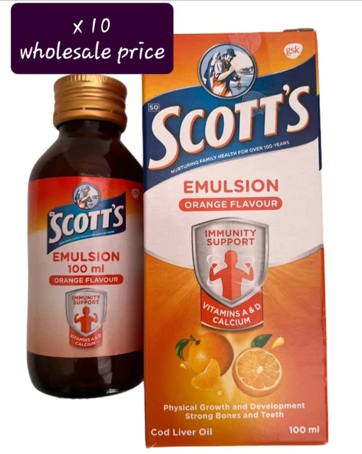 COD LIVER OIL Orange Flavour Liquid x10 Scott's Emulsion 100Ml £49.99