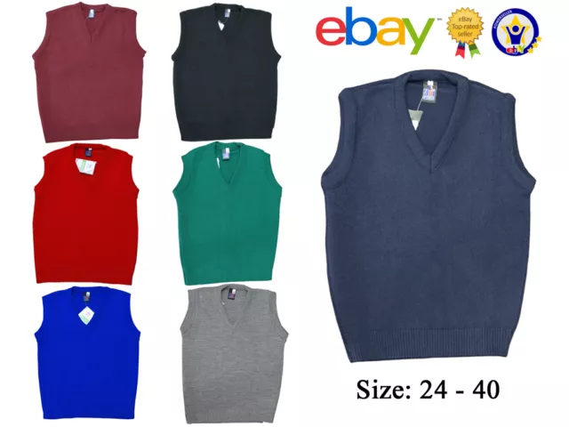 New Uniform School V Neck Tank Top Kids Knitted Sleeveless Jumper Schoolwear Top