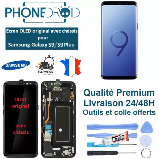 Écran complet LCD + Tactile Samsung Galaxy S9/S9 Plus OLED + Outils, stock FR