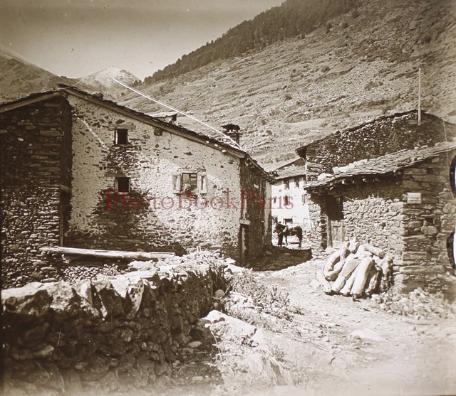 France or Spain Village c1910 Photo Glass Plate Vintage V28L24n13