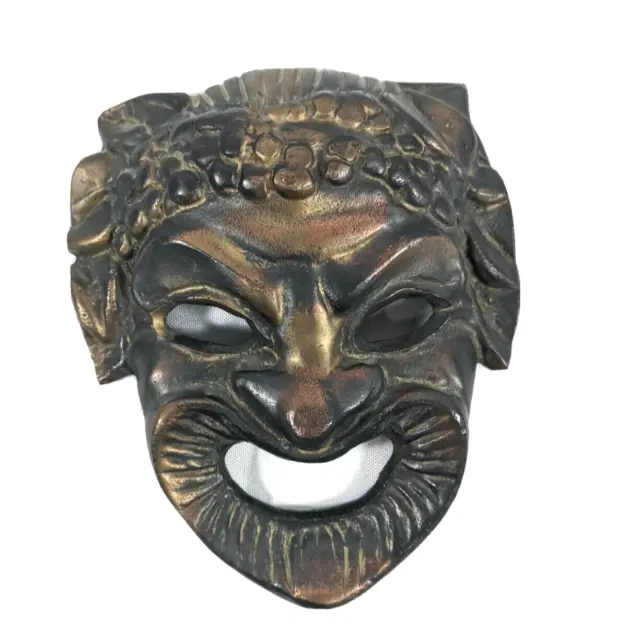 Vintage Greek Tragedy Mask Hand Cast Brass Bronze Finish Wall Decor