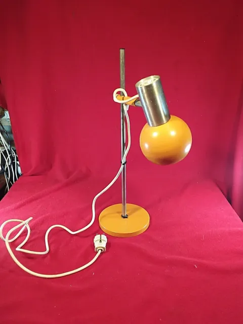 Alte Space Age Tischlampe Kugelleuchte Metall Orange 1960/70er Jahre (1781)