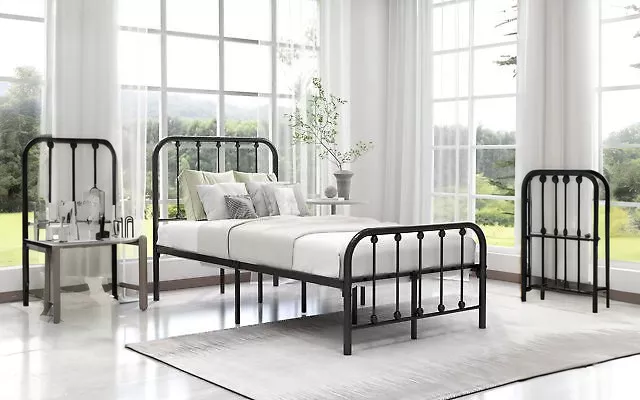 Twin XL Redefine Your Bedroom Space with a Metal Platform Bed and Headboard Set