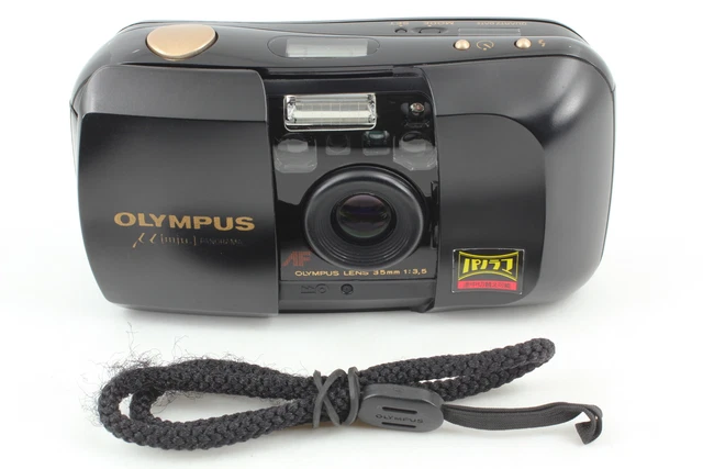 [MINT w/Strap]  Olympus μ mju Panorama Black 35mm f/3.5 Point & Shoot From JAPAN