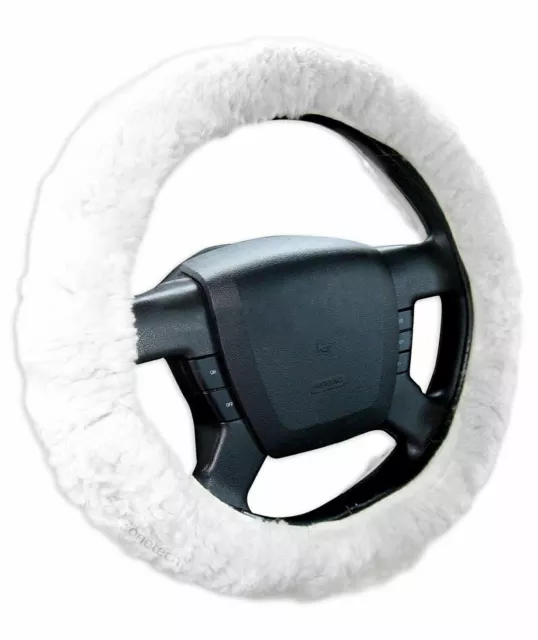 Zone Tech Peluche Véritable Peau de Mouton Extensible Sur Voiture Volant Roue En