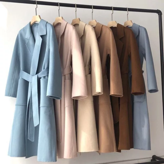 2022 Women's handmade water ripple coat double-sided cashmere long jacket 2