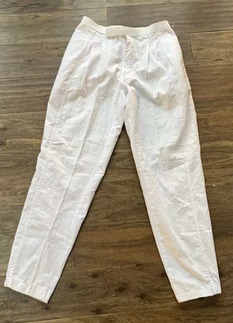 Vtg Bugle Boy USA Cigarette Tapered Pleated Pants White Size 32x32