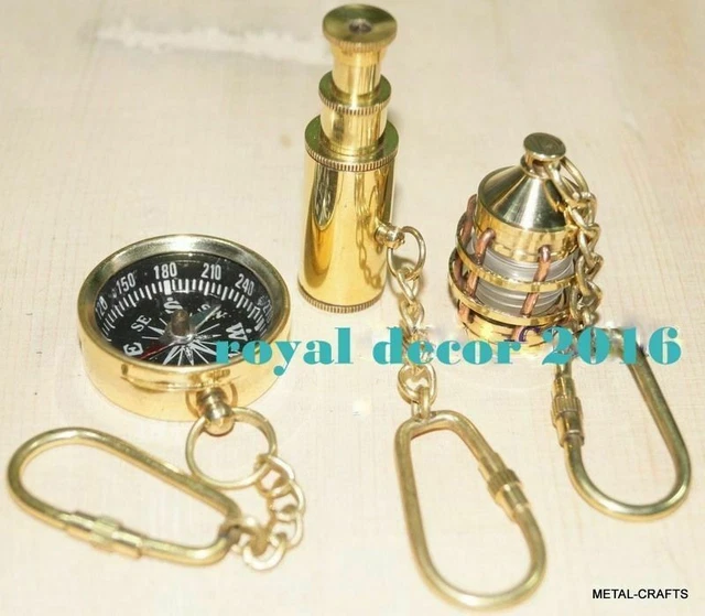 Vintage Antique Brass Compass Man & Women CHRISTMAS Car Key Rings Handmade Gift