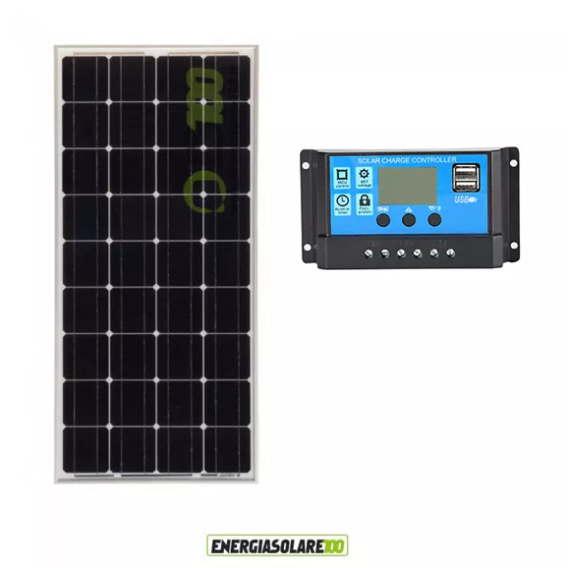 Kit solaire de maintien de charge batterie panneau 100W 12V mono Bateau Caravane