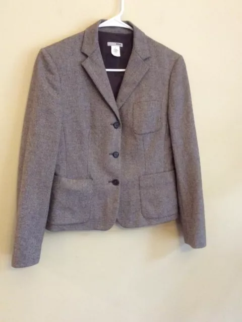 Women's  J. CREW Brown Wool HERRINGBONE Blazer Jacket Size 4