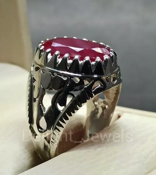 Natural Ruby Handcraft Gemstone with 925 Sterling Silver Ring For Men's 3