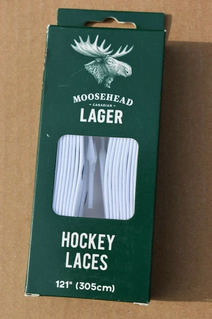 Moosehead Lager Beer Real Hockey Laces 121" Long 1 Pair New With Moose Design