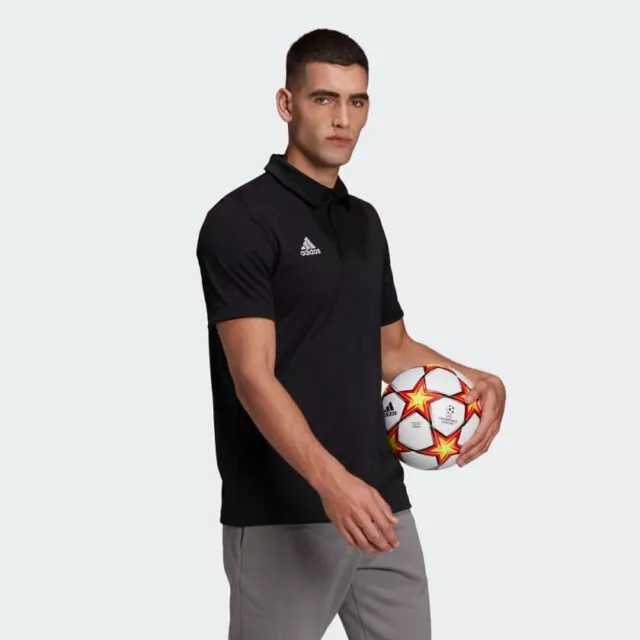 adidas Entrada 22 Mens Football Polo Shirt Black Sports Teamwear Top