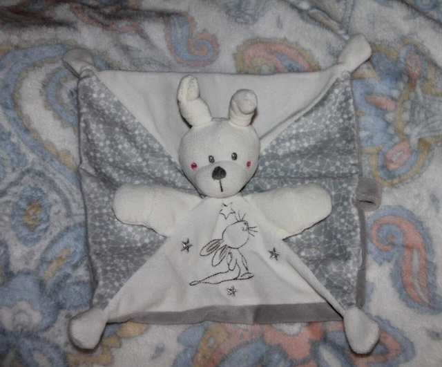 Doudou SIMBA TOYS KIABI  LAPIN  GRIS BLANC ETOILE