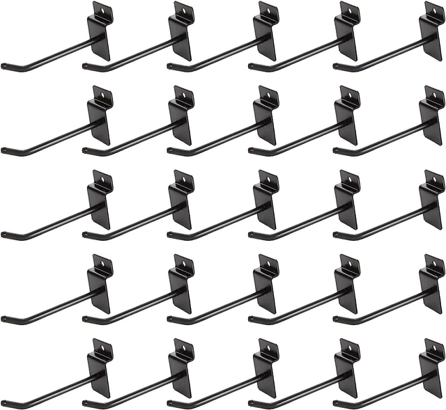32 PCS 4 inch Slatwall Hooks Metal Display Panel Hooks Heavy Duty Slat Board