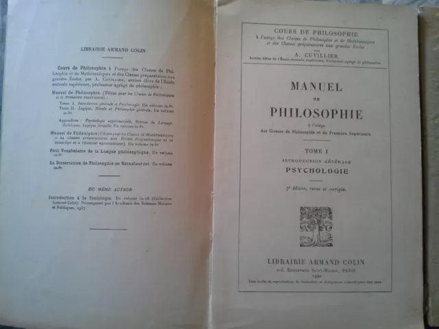 Cuvillier, manuel de philosophie, Armand Colin 1940 2/2 2