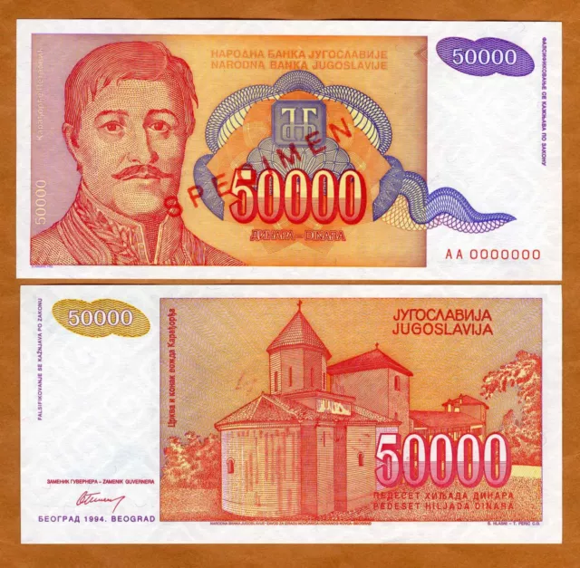 Specimen, Yugoslavia, 50000 (50,000) dinara, 1994, P-142s, UNC