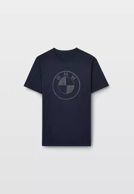 BMW Genuine T-Shirt Mens Gents Short Sleeved Top Branded Logo Tonal in Dark Blue