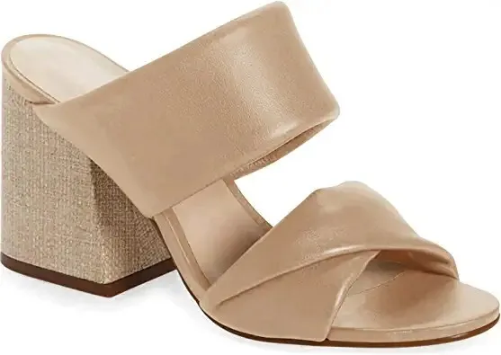 Piepiebuy Women's Heeled Sandals Two Straps Open Toe Slip On Shoes Size 8.5