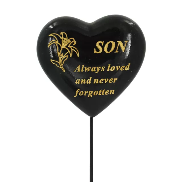 Special Son Black & Gold Lily Flower Memorial Tribute Stick Graveside Plaque