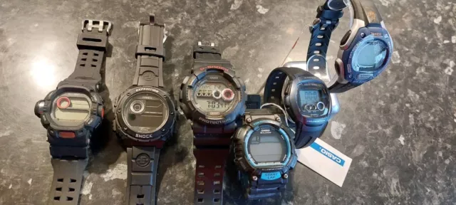 New And Used 6 X Mens Watches Job Lot Bundle Casio Timex G-Shock + Others